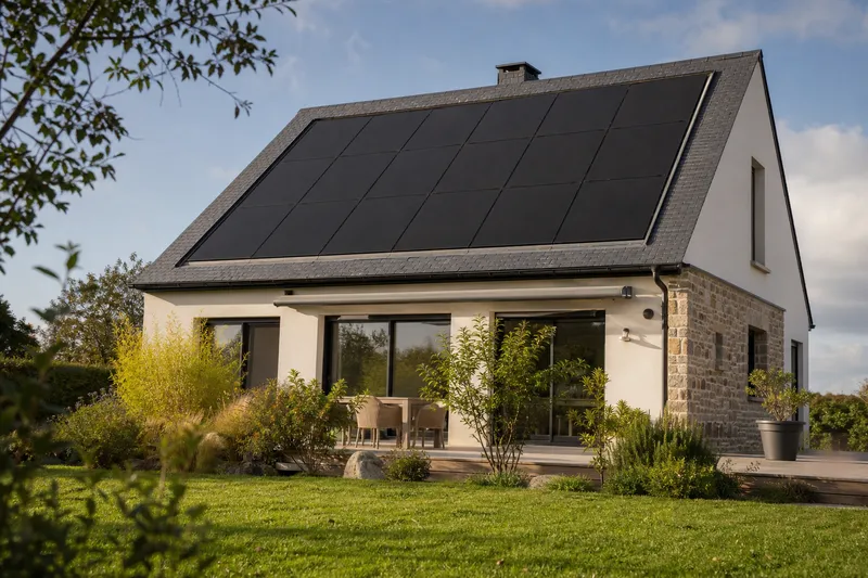 Maison équipée de panneaux solaires