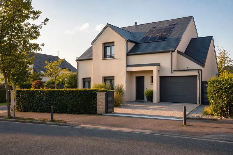 Maison équipée de panneaux solaires en Île-de-France