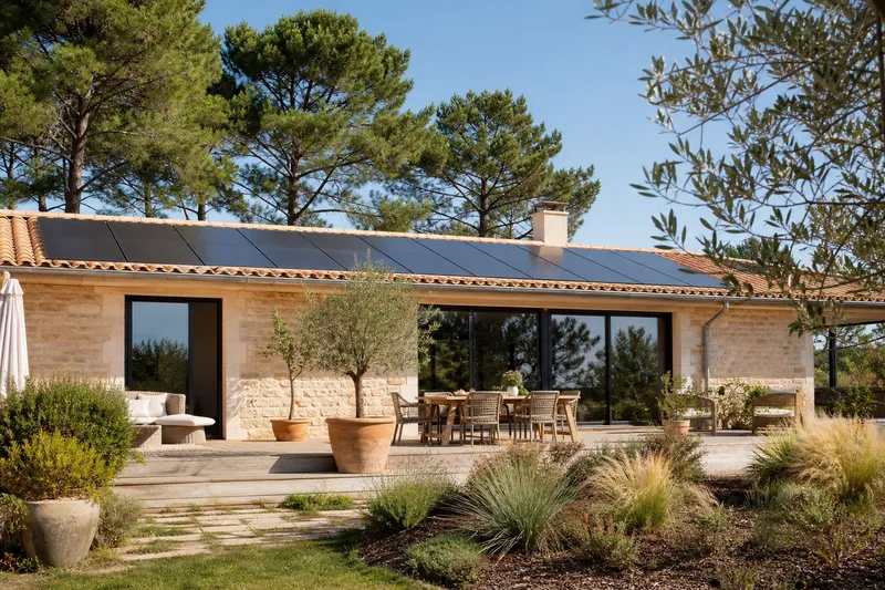 Maison équipée de panneaux solaires en Nouvelle-Aquitaine