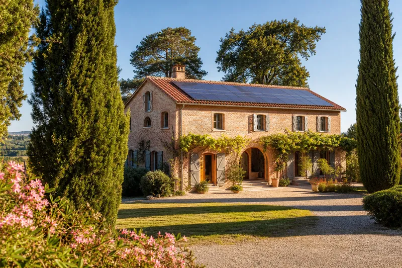 Maison équipée de panneaux solaires en Occitanie